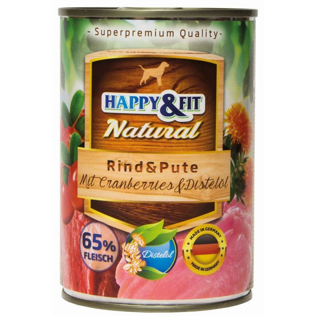 Happy & Fit Natural konzerva za odrasle pse 800g – govedina i ćuretina sa brusnicama - Happy & Fit