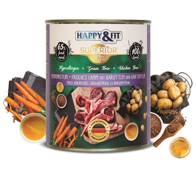 Happy & Fit Superior Monoprotein konzerva za pse 800g – jagnjetina, šargarepa i krompir - Happy & Fit