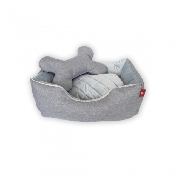 Krevet Doggy Lux L 60×80/27 – roze i sivi teksas - Džambo