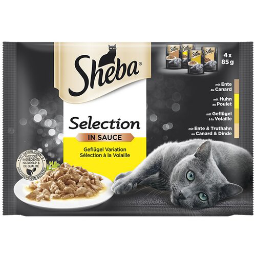 Sheba Fine Flakes multipack za mačke – izbor živine u želeu (4×85g) - Sheba