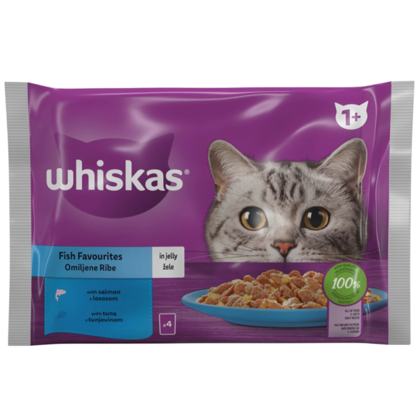 WHISKAS Adult Multipack – omiljene ribe u želeu (4×85g) - Whiskas