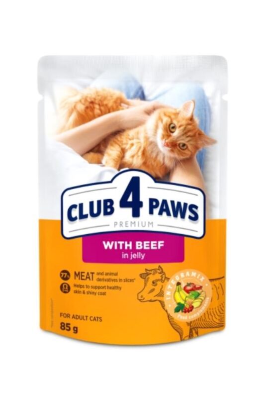 C4P sos za mačke – govedina u želeu 85g - CLUB 4 PAWS