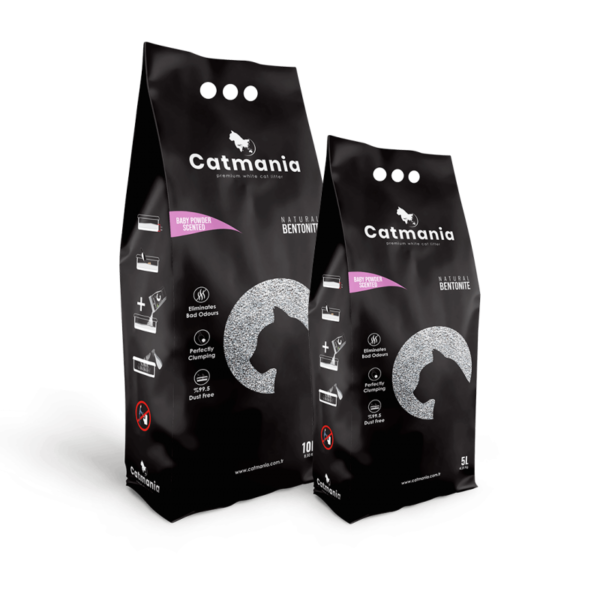 Catmania posip za mačke – grudvajući, baby puder (5l, bentonit) - Catmania
