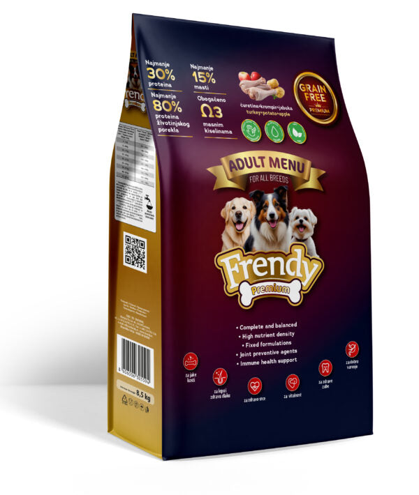 Frendy Premium – Hrana bez žitarica za odrasle pse 8,5kg - Džambo