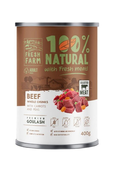 FRESH FARM gulaš za pse – govedina, šargarepa i grašak 400g - Fresh Farm