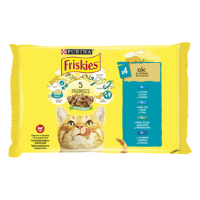 Friskies Adult multipack za mačke – losos, tuna, bakalar i sardina (4×85g) - PURINA