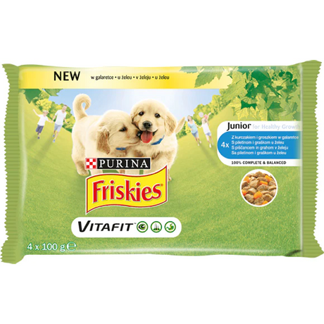 Friskies Junior Multipack 4×100g – piletina i grašak u želeu - Džambo