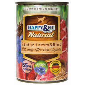 Happy & Fit Natural Senior konzerva za starije pse 400g – jagnjetina i govedina sa ovsenim pahuljicama - Happy & Fit