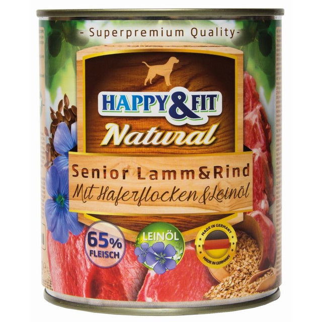 Happy & Fit Natural Senior konzerva za starije pse 800g – jagnjetina i govedina sa ovsenim pahuljicama - Happy & Fit