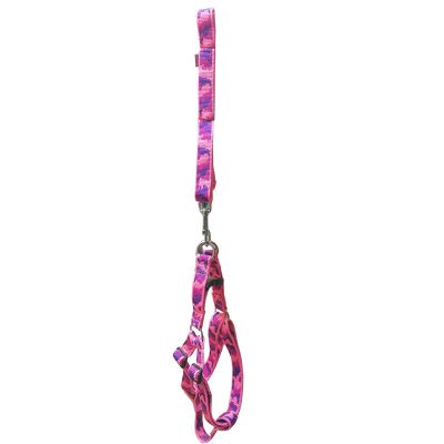 Komplet Pink Camouflage – Povodac i grudnjak od čvrstog najlona za pse - Džambo