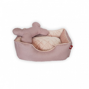 Krevet Doggy Lux L 60×80/27 – roze i sivi teksas - Džambo