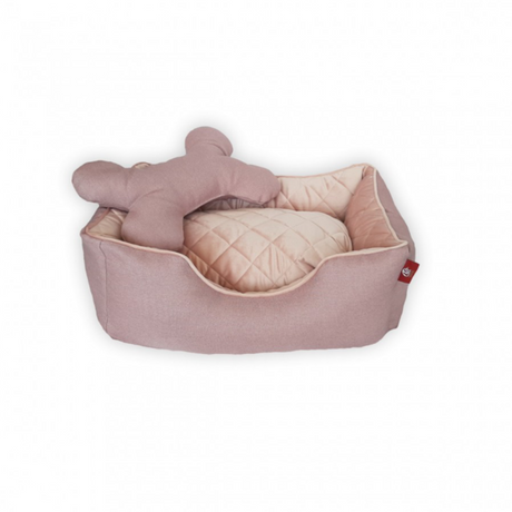 Krevet Doggy Lux L 60×80/27 – roze i sivi teksas - Džambo