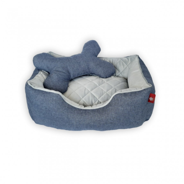 Krevet Doggy Lux L 60×80/27 – roze i sivi teksas - Džambo