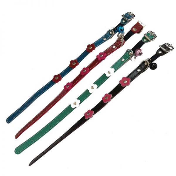 Velur ogrlica sa cvetićima i zvončićem za mačke (10×300mm, 75g)