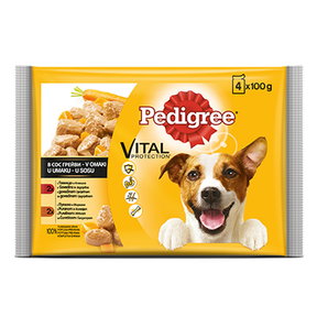 Pedigree Adult Multipack Mešani izbor 4×100g – govedina, jagnjetina i ćuretina sa šargarepom u sosu - PEDIGREE