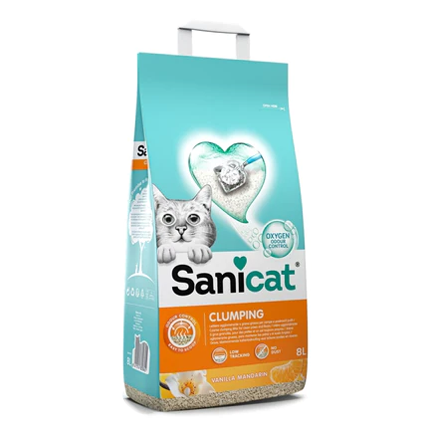 Sanicat posip za mačke – grudvajući, vanila-mandarina (8l, bentonit) - Sanicat