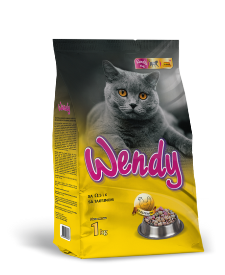 Wendy – potpuna hrana za mačke sa ukusom piletine (1 kg i 10 kg) - Wendy