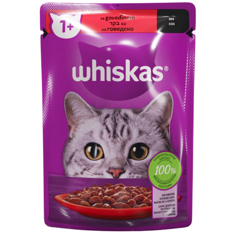 WHISKAS kesica za mačke Adult – govedina u sosu (1+, 85g) - Whiskas