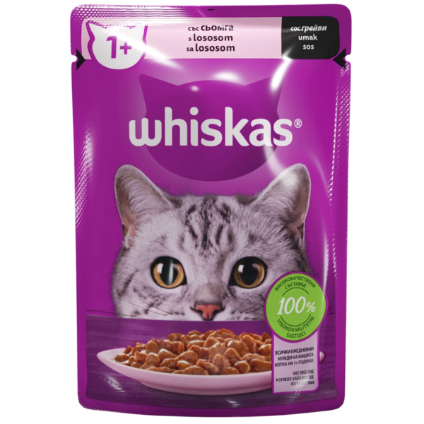 WHISKAS kesica za mačke Adult – losos u sosu (1+, 85g) - Whiskas
