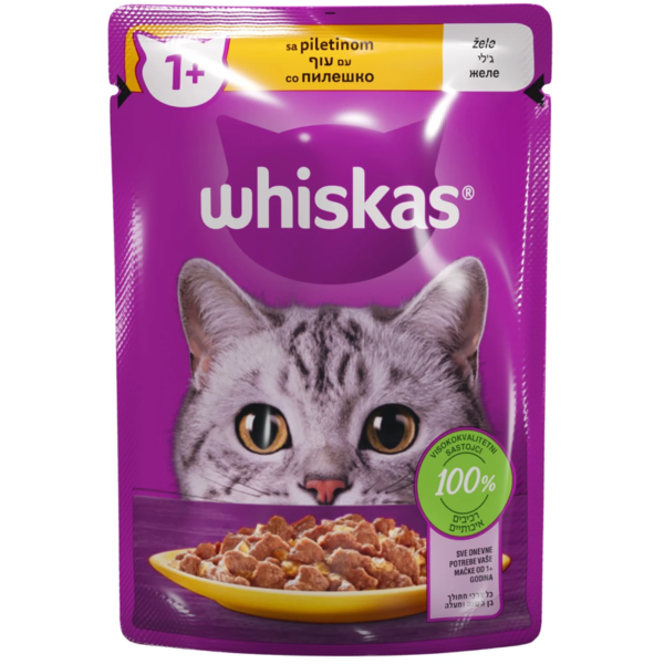 WHISKAS kesica za mačke Adult – piletina u želeu (1+, 85g) - Whiskas