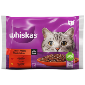 WHISKAS Adult Multipack – klasičan izbor u sosu (govedina i piletina, 4×85g) - Whiskas