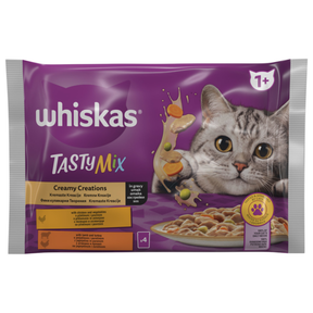 WHISKAS TastyMix Multipack – kremasti izbor u sosu (piletina i povrće, jagnjetina i ćuretina, 4×85g) - Whiskas
